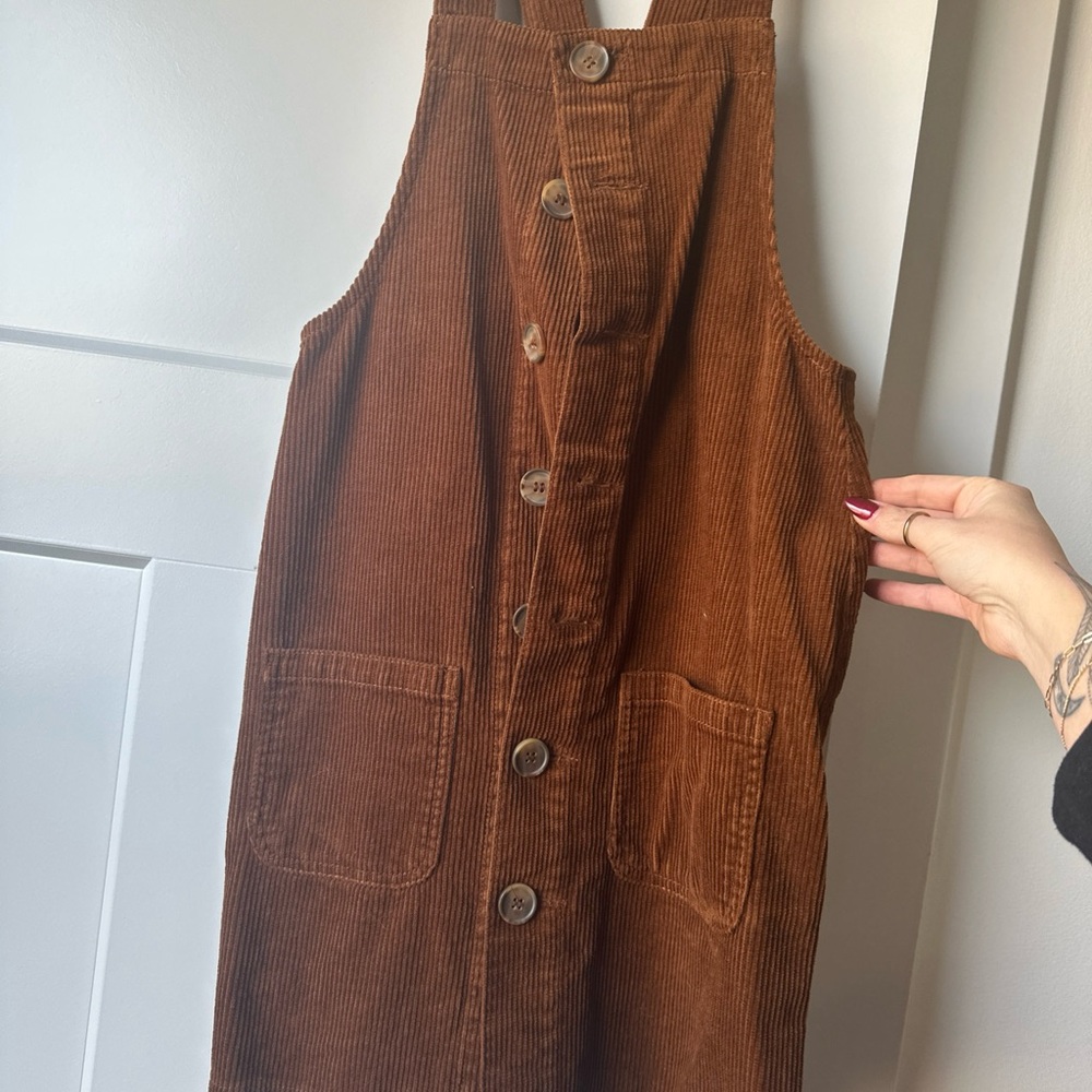 Brown Corduroy Button-Down Dress